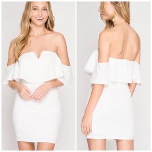 SHE & SKY | Textured Off Shoulder Mini Dress